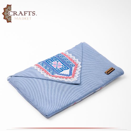 Handmade Light Blue Fabric Women's Clutch Bag