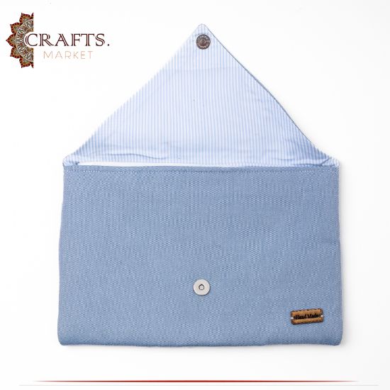 Handmade Light Blue Fabric Women's Clutch Bag