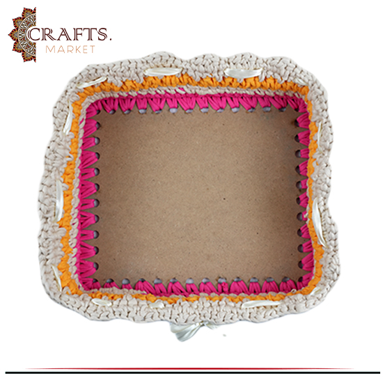 Handmade Multicolor Fabric Crochet Box Handmade Multicolor Fabric Crochet Box