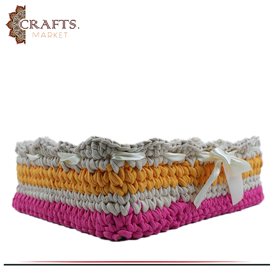 Handmade Multicolor Fabric Crochet Box Handmade Multicolor Fabric Crochet Box