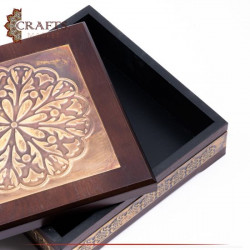 Handcrafted Brown Wooden Serving Box