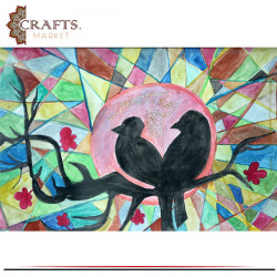 Handmade Watercolor Drawing  Birds  Design Wall Art
