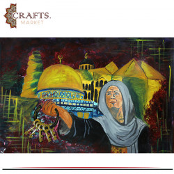 Handmade Gouache Drawing  Key of Return To Palestine  Design Wall Art