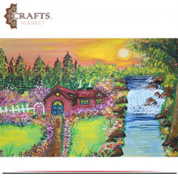 Handmade Gouache Drawing  Nature Scenic Landscape  Design Wall Art